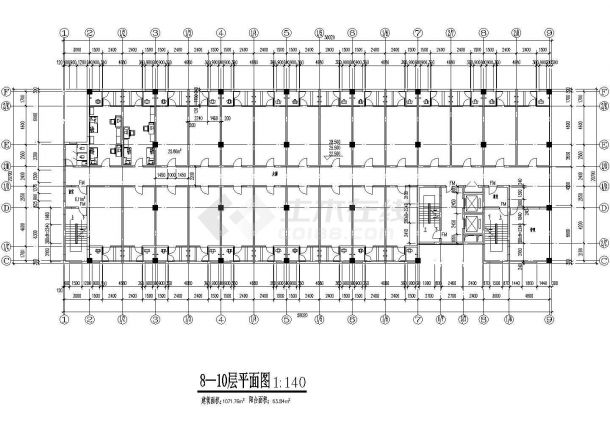 某十二层学生宿舍楼设计cad施工图-图二