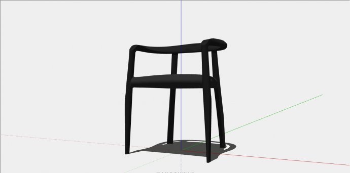黑色简约小型扶手椅子su模型_图1