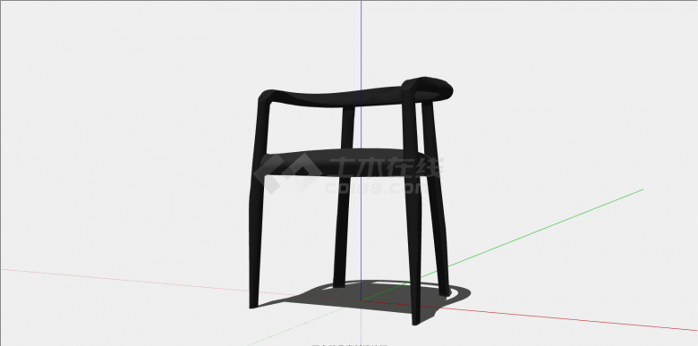 黑色简约小型扶手椅子su模型-图一