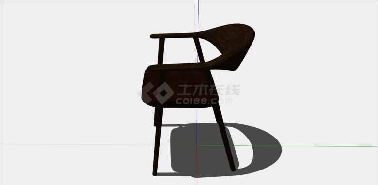 红棕色古典扶手椅子su模型-图二