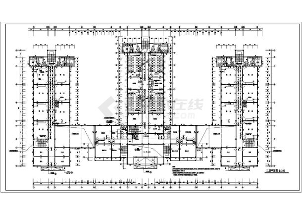 济南市某高校内部4层教学楼全套建筑设计CAD图纸-图二