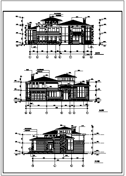 别墅设计_某二层单家独院式新中式别墅建筑施工cad图，含效果图-图一