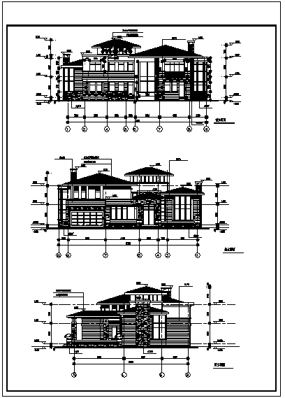 别墅设计_某二层单家独院式新中式别墅建筑施工cad图，含效果图_图1