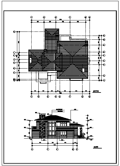 别墅设计_某二层单家独院式新中式别墅建筑施工cad图，含效果图-图二