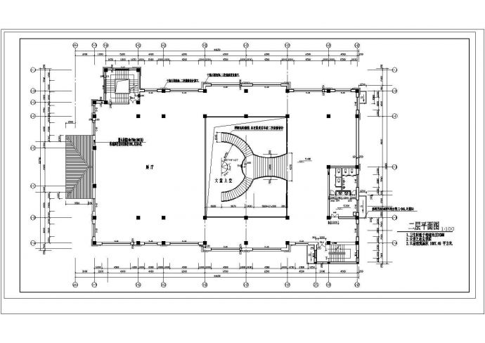 某地下1地上2层4363.58平米会所设计cad建筑平面施工图【标注详细】_图1