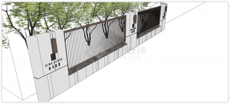 喜马拉雅灰色大理石围墙su模型-图二