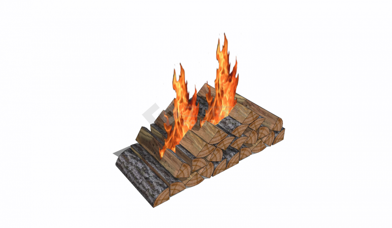 杉木桩木材火堆组合su模型-图二