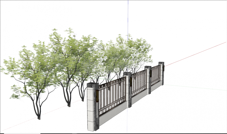 现代窄边栅栏围墙su模型-图二