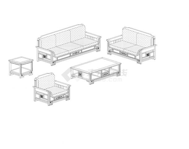 某大型卧室软体沙发设计详图-图二