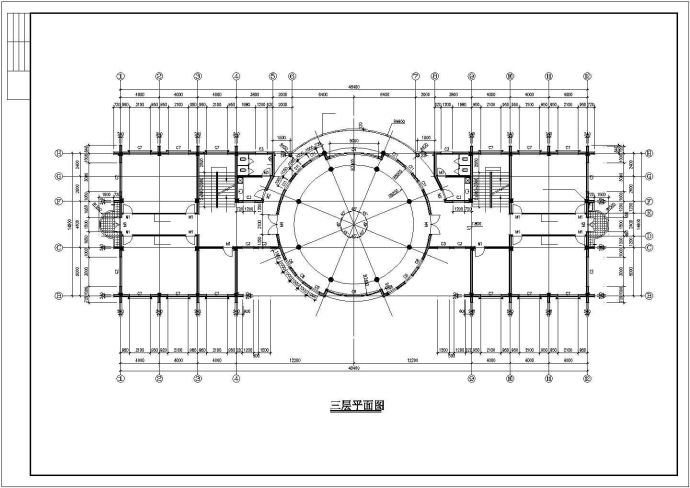 48.4米乘以14.8米 4层小区会所建筑施工CAD图_图1