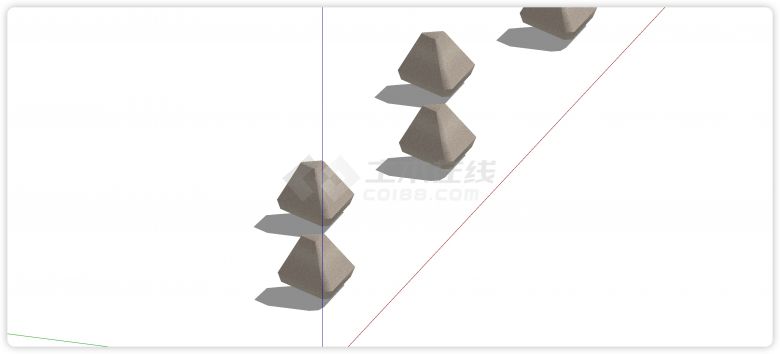 钻石型浅灰色挡车石su模型-图二