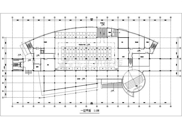 南昌市某高校1.7万平米5层图书馆全套建筑设计CAD图纸-图一