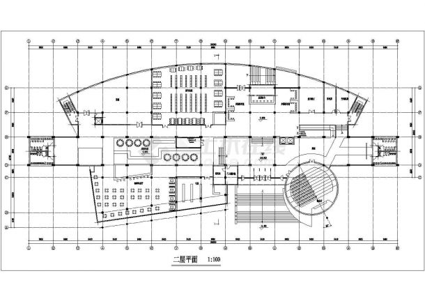 南昌市某高校1.7万平米5层图书馆全套建筑设计CAD图纸-图二