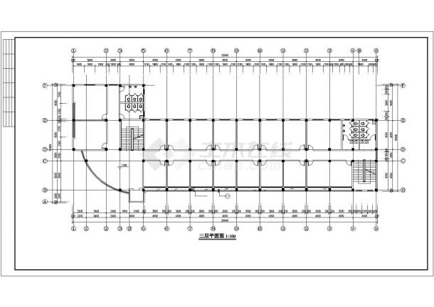 厂区办公楼建筑施工CAD图纸-图一