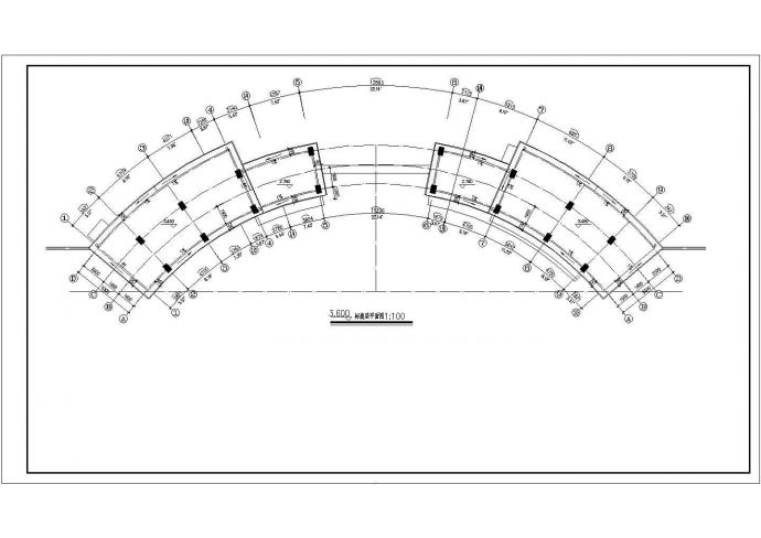 某长35米 宽6.3米 弧形大门设计cad全套建施图_图1
