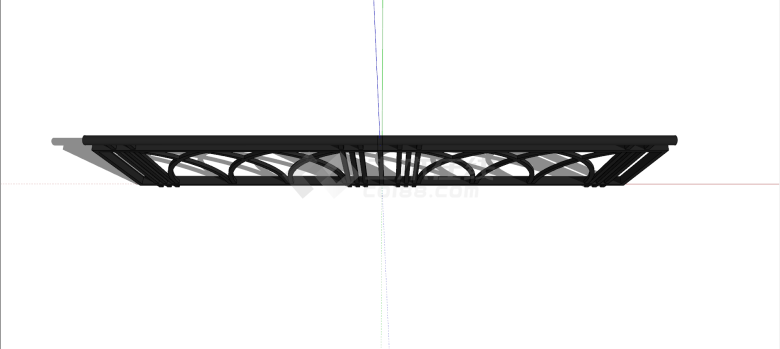 黑色框架铁艺艺栏杆su模型-图二
