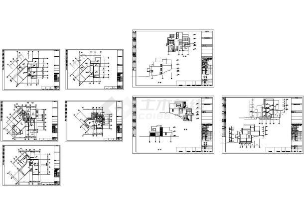 某三层砌体结构现代风格别墅建筑设计cad全套施工图（甲级院设计）-图一