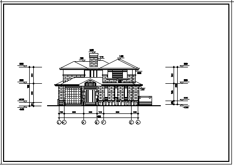 别墅设计_某二层传统与现代风格相结合乡村别墅建筑施工cad图，含效果图-图一