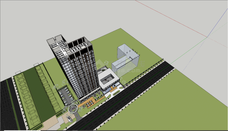 现代高楼大厦产业园SU模型-图一