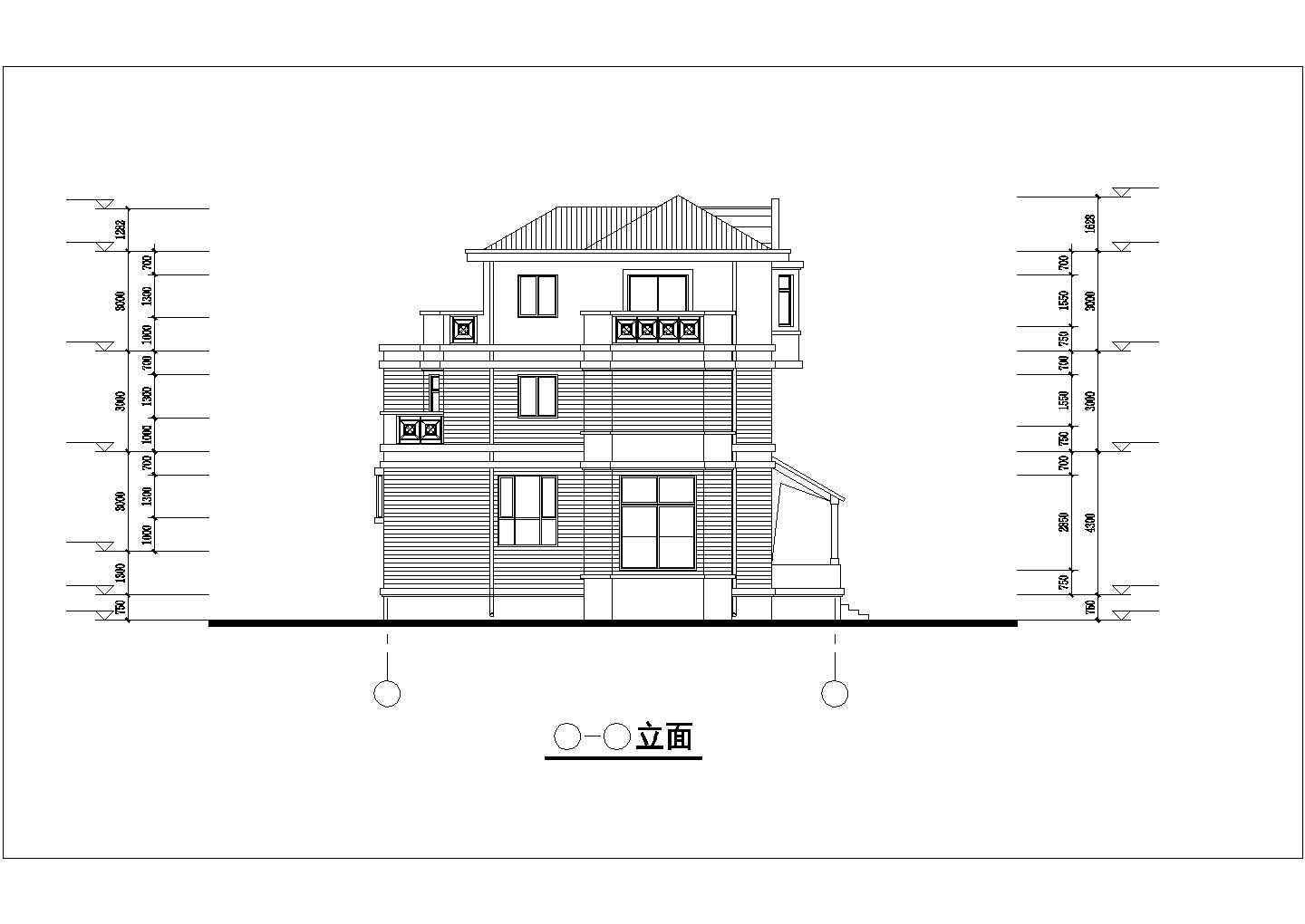 某城市小区多层欧式别墅设计施工方案CAD图纸