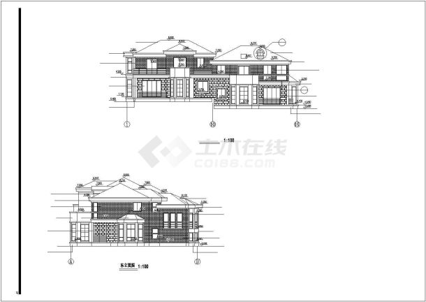 某城市小区欧式私人别墅设计施工方案CAD图纸-图二