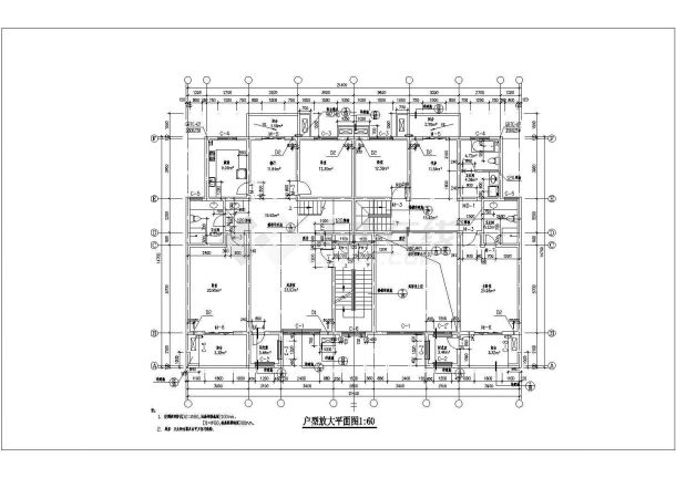 【上海】某多层复式居民楼全套建筑施工cad图(含户型放大平面图)-图二