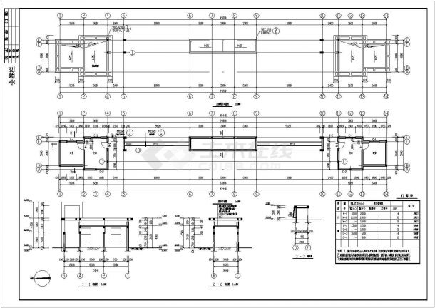 某长49.44米 宽5.04米 中学校大门（门卫）设计cad全套建筑施工图（含设计说明）-图二