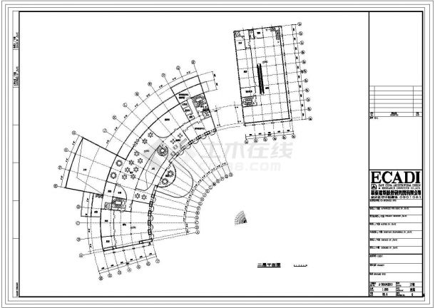 某花园小区内三层框架结构商务会所设计cad建筑平面施工图（标注详细）-图二
