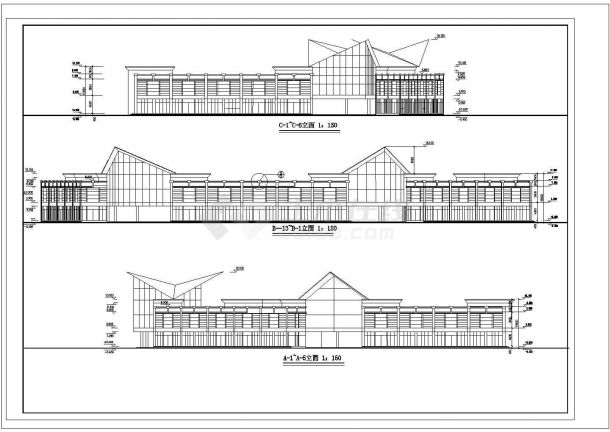 某小区n型2层会所建筑设计CAD施工图-图二