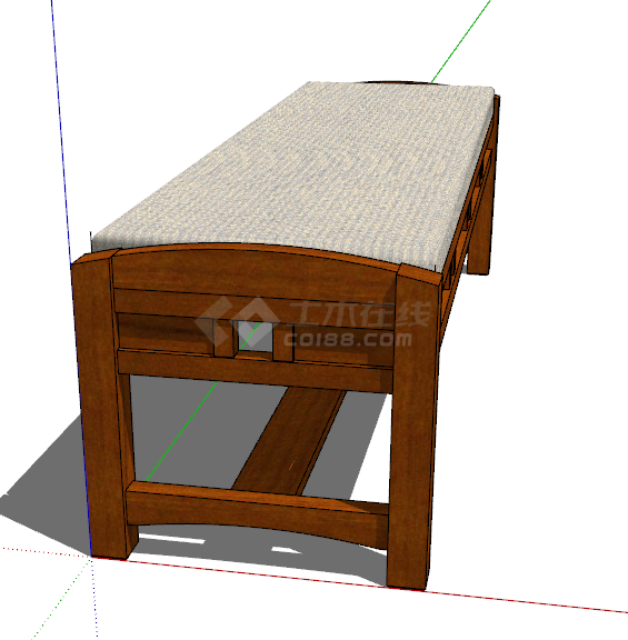 中式传统工艺精美长凳家具su模型-图二