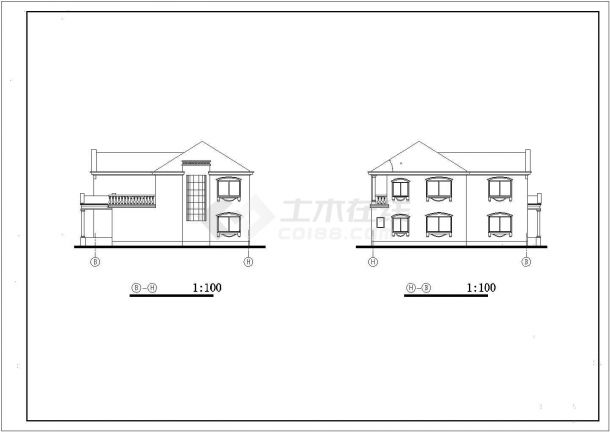 某欧式风格别墅建筑设计施工方案CAD图纸-图一