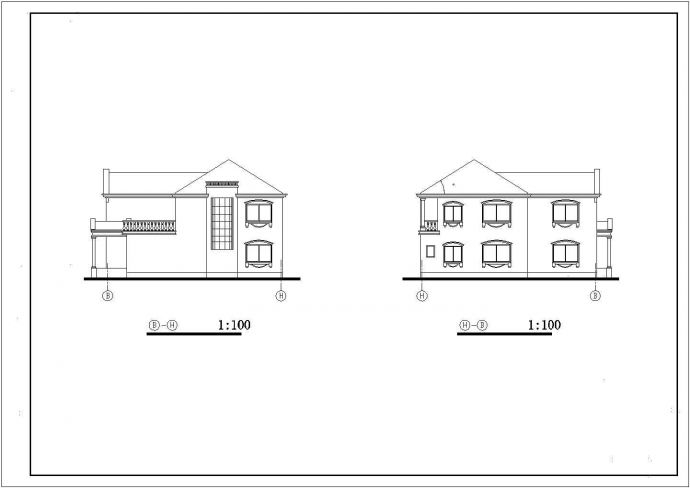 某欧式风格别墅建筑设计施工方案CAD图纸_图1