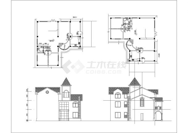 某经典地中海风格私人别墅住宅建筑设计施工方案CAD图纸-图一