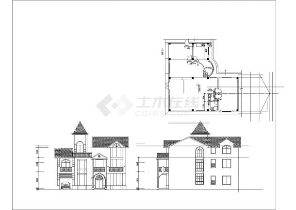 某经典地中海风格私人别墅住宅建筑设计施工方案CAD图纸-图二