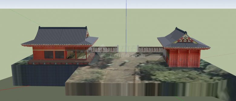 两座小型的复古日本古建筑su模型-图二