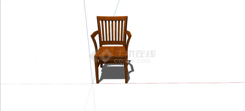中式榆木单人椅家具su模型-图一