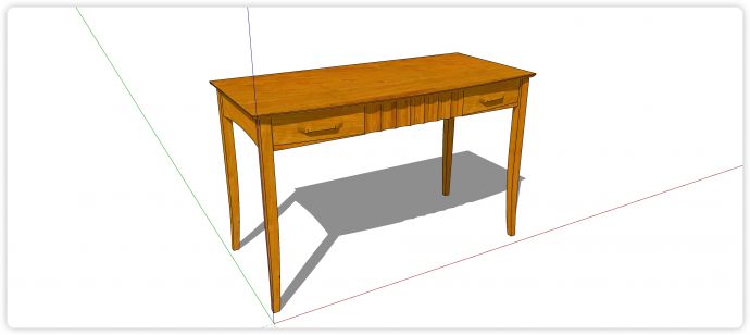 中式家具红橡木带抽屉工作台su模型_图1
