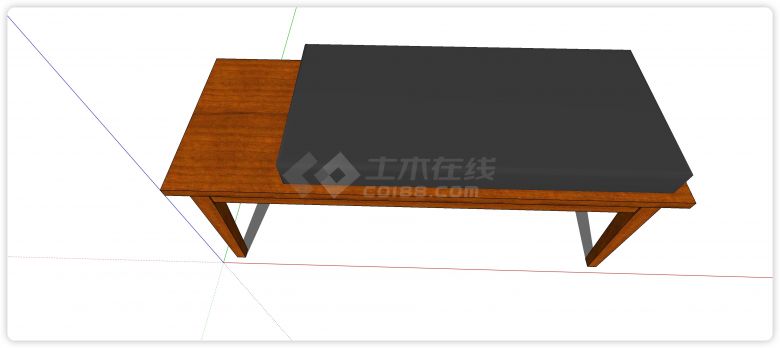 中式家具黑色厚坐垫换鞋凳su模型-图二