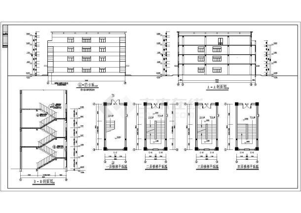 厂房设计_某地区四层厂房建筑详细设计方案施工CAD图纸-图二