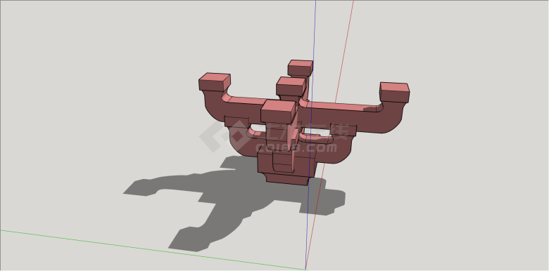 中式粉色系斗拱组件su模型-图一