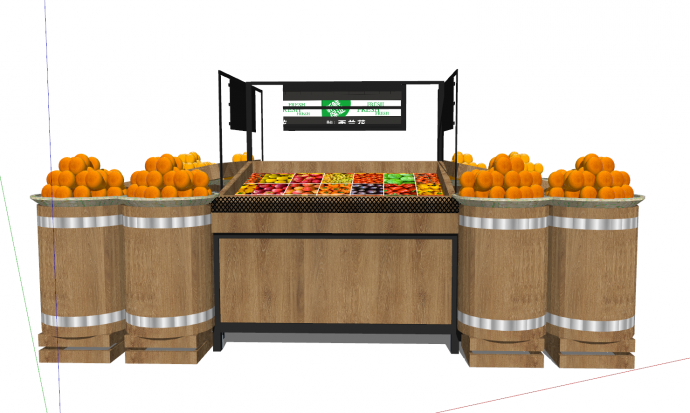 超市常规生鲜果蔬货架su模型_图1