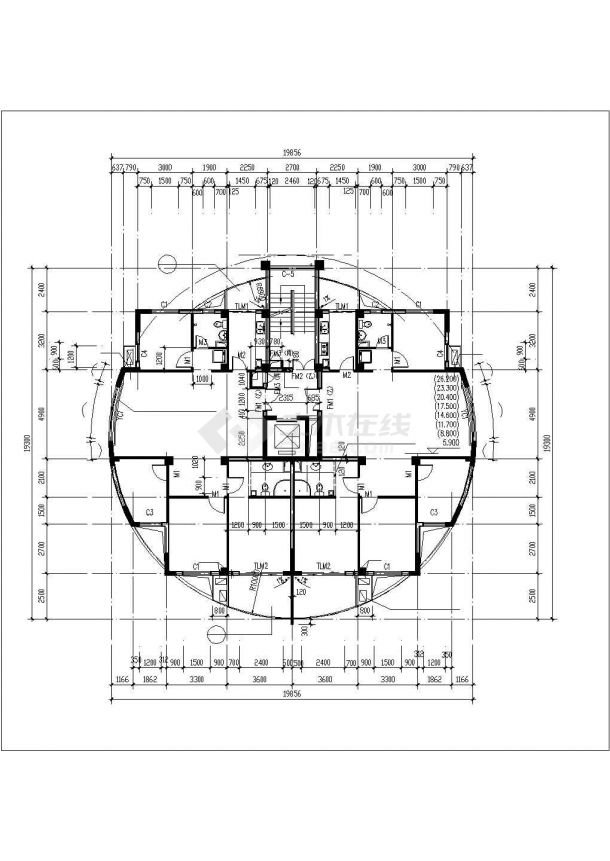 长春市兴兰花园小区住宅楼标准层平面设计CAD图纸（共4张）-图一