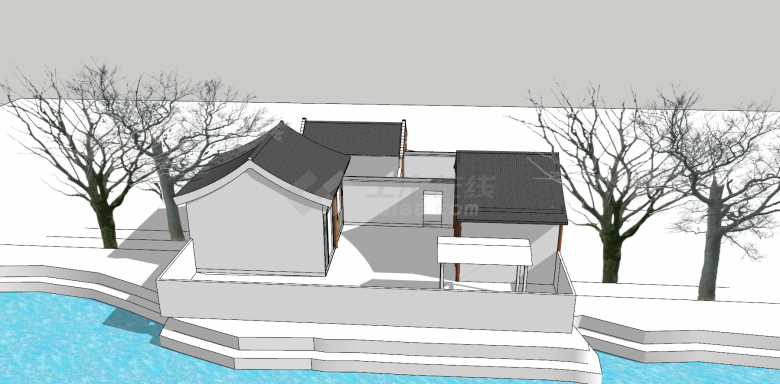现代小型中式住宅su模型-图二