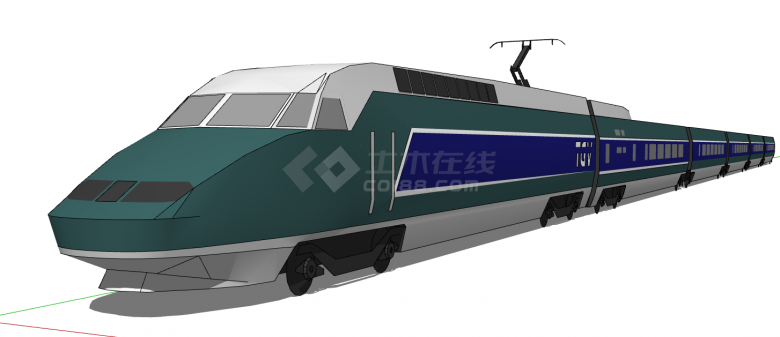 一辆绿色的高铁火车su模型-图二