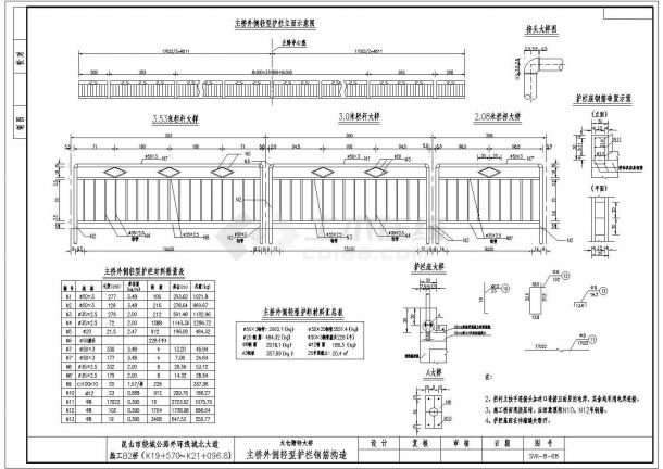 某特大桥30+110+30m钢管混凝土中承式提篮拱主桥内外侧轻型护栏CAD施工图纸-图二