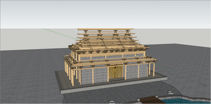 中式屋架斗拱结构组合su模型_图1