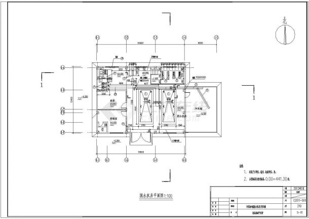 [重庆]污水处理厂CAD给排水大样施工工艺浓缩脱水机房-图一