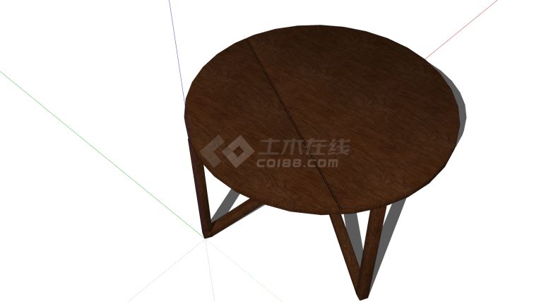 中式家具圆形实木餐桌su模型-图二