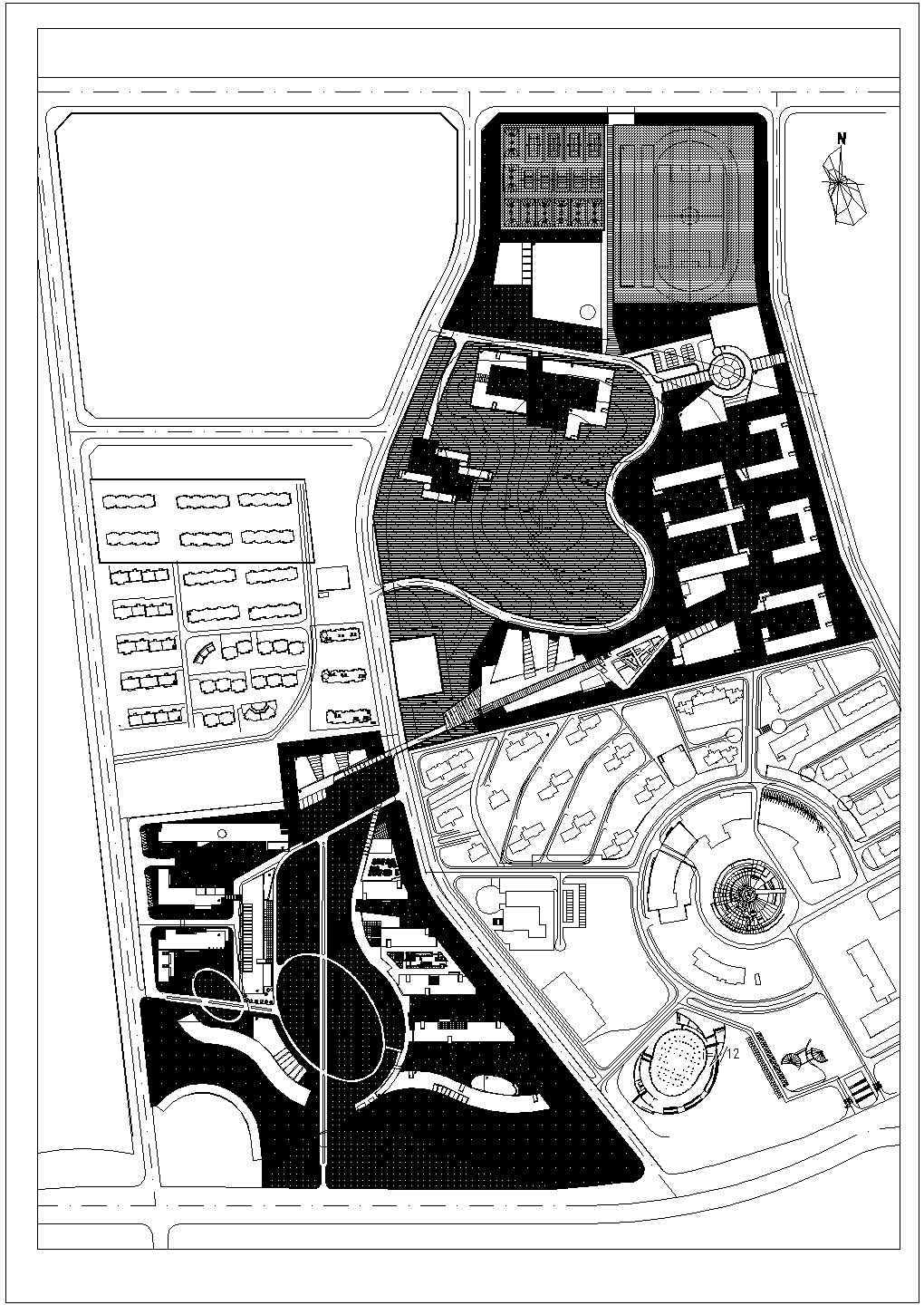 某校园规划与建筑单体设计CAD绿地系统规划图