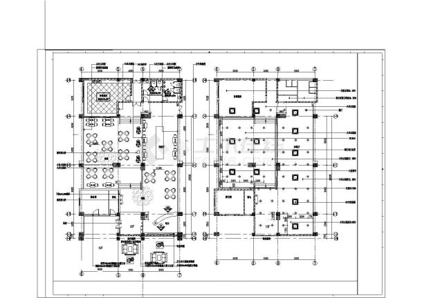 某大学城西餐厅全套布置设计施工方案CAD图纸-图二
